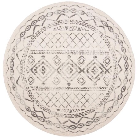 Safavieh 5 x 5 ft. Tulum Power Loomed Round Area Rug; Ivory & Grey TUL268A-5R